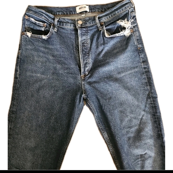 Agolde Womens Dark Wash Riley High Rise Straight Crop Jean In Control 30 - Picture 5 of 11